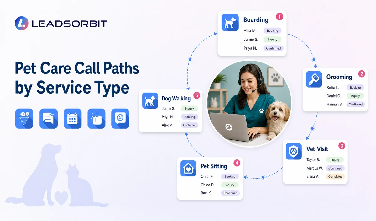 Pet Care Call Paths by Service Type